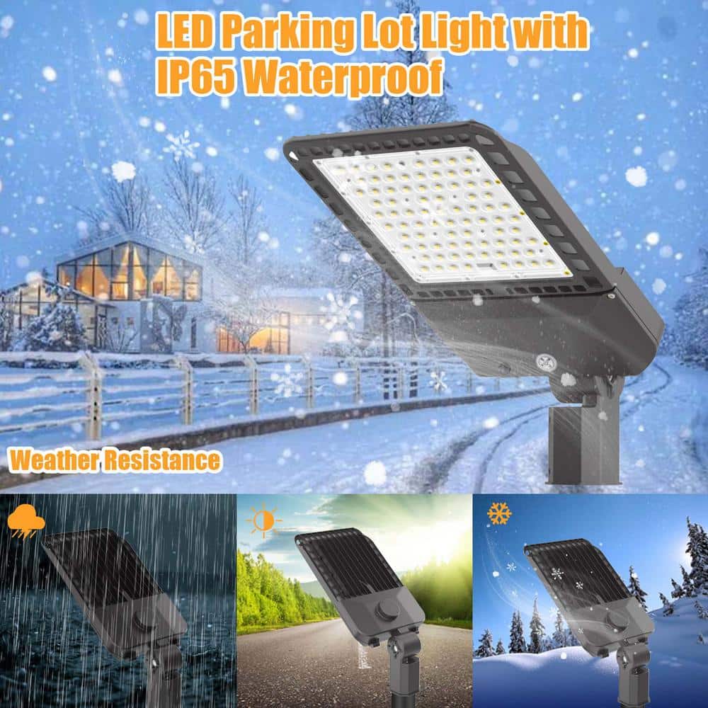 1500-Watt Equivalent Integrated LED Bronze 300W Parking Lot Area Light, 5000K Slip Fitter,39000LM Dusk To Dawn - Hercitys