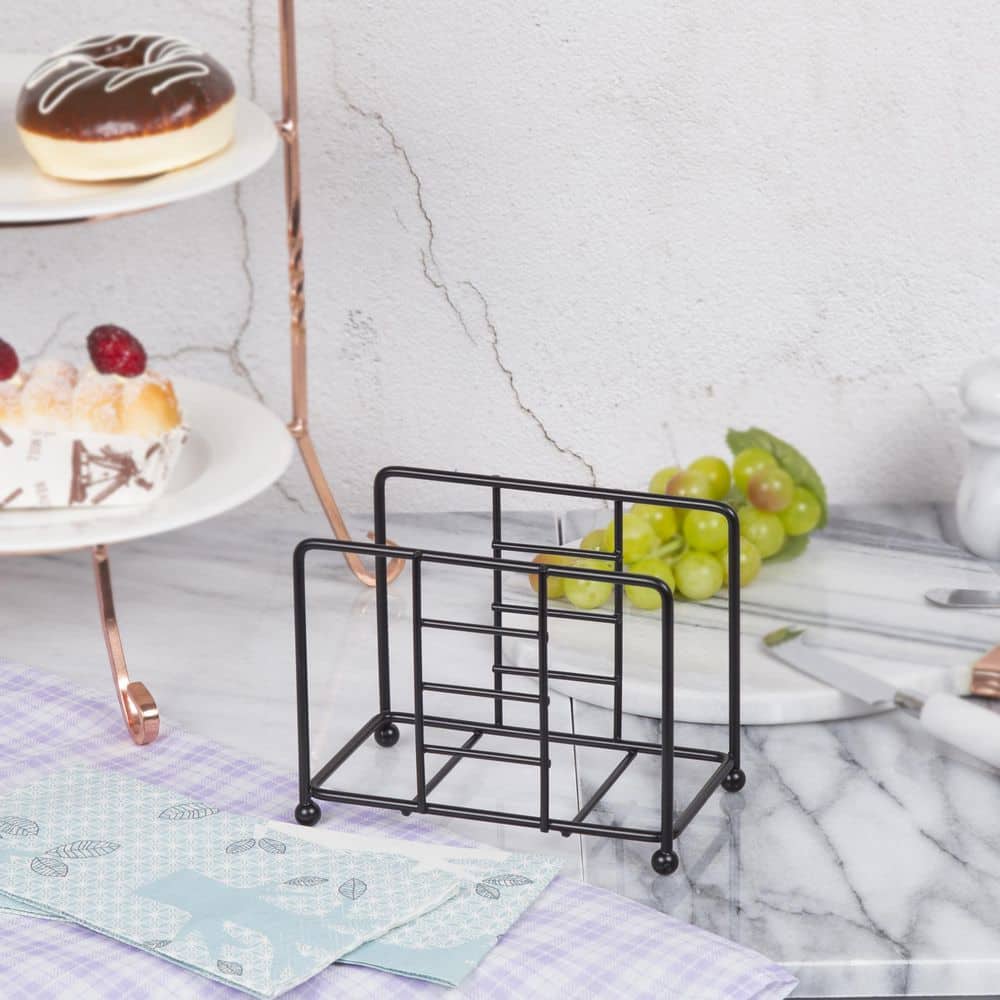 5.5 x 3.3 x 4.2 in. H Black Metal Wire Napkin Holder Kitchen Table Tissue Dispenser - Hercitys