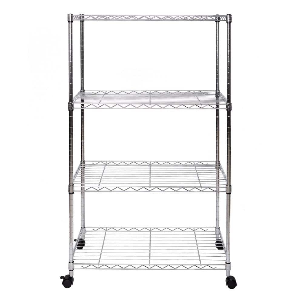 4-Tier Steel Wire Shelving System in Zinc (30 in. W x 14 in. D x 49.5 in. H) - Hercitys