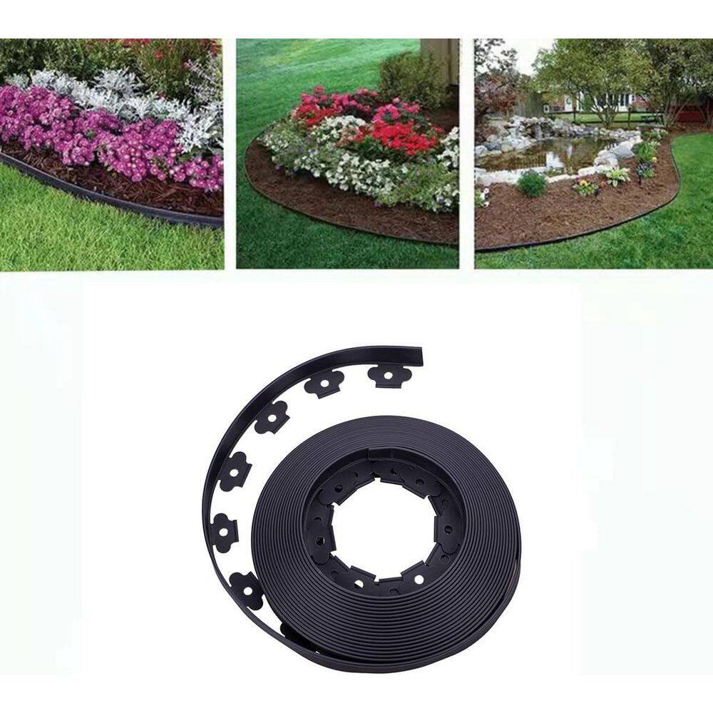 100 ft. Lawn Edging Kit with 60 Stakes, 1.5 in. Tall, Black - Hercitys