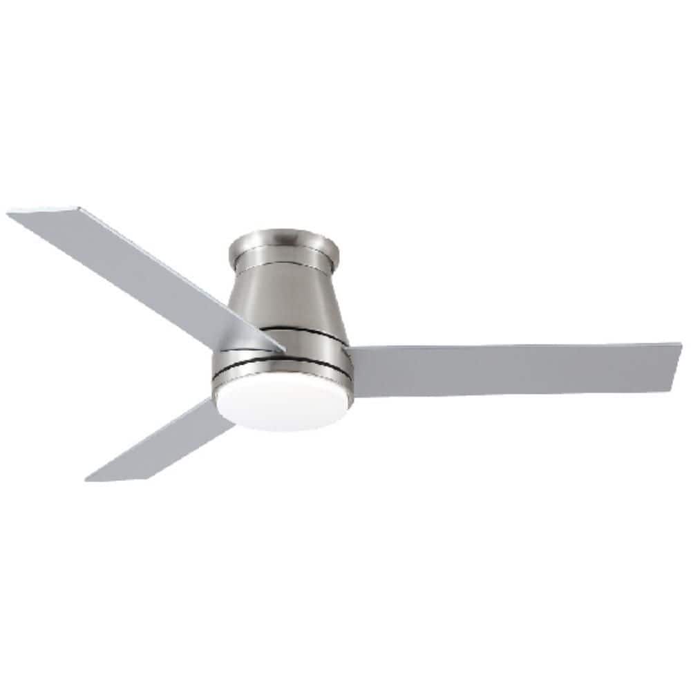 48 in. Integrated LED Indoor Silver Flush Mount Ceiling Fan Lighting with 3 Plywood Blades for Mediu Room - Hercitys