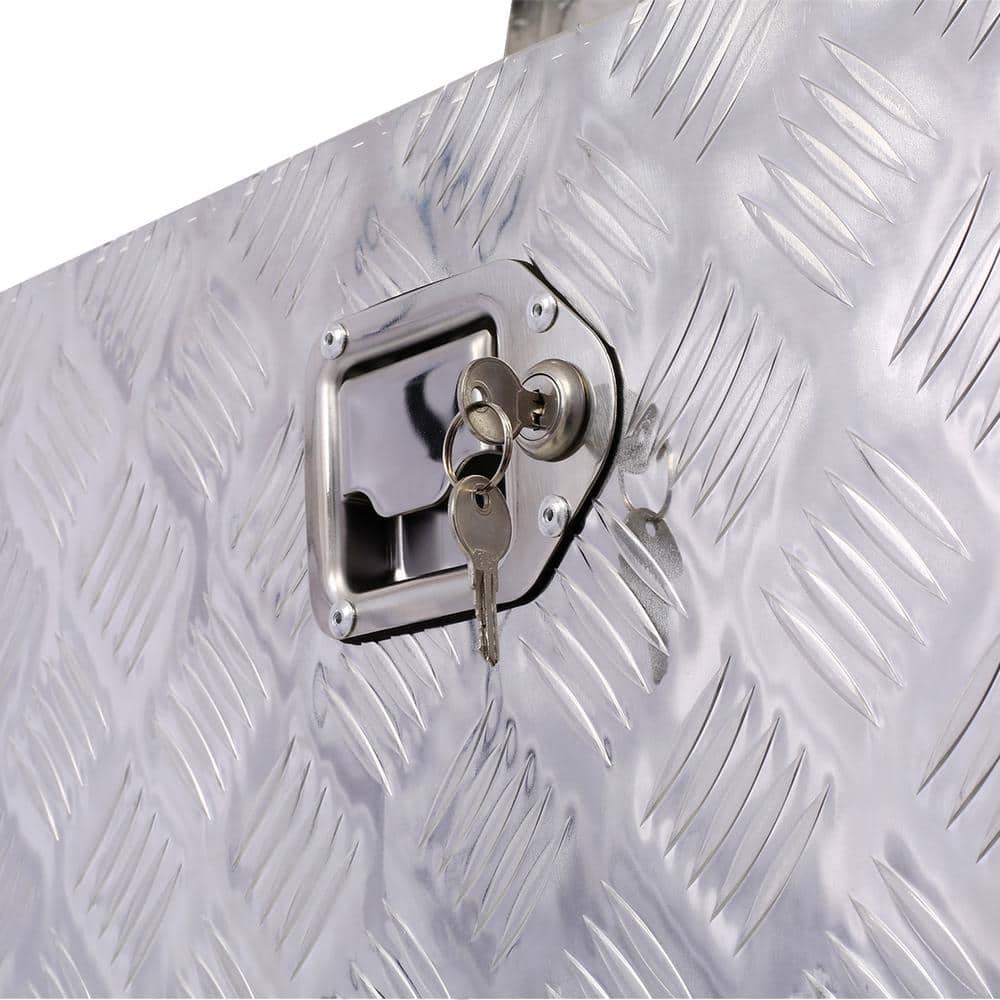 30 in. Trailer Tongue Box, RV Trailer Truck Tool Truck Tool Box, with Lock Keys Side Handle, Silver, 30 x 10 x 13 in. - Hercitys