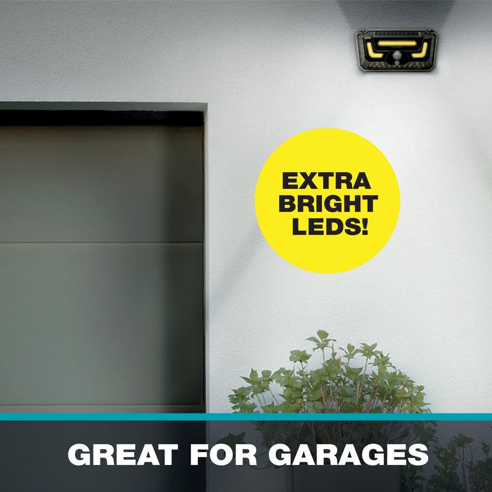 5-Watt Equivalent Integrated LED Black 300 Lumens Warm Light 2 Modes Motion Solar Bionic Light Wall Pack Light, 3500K - Hercitys