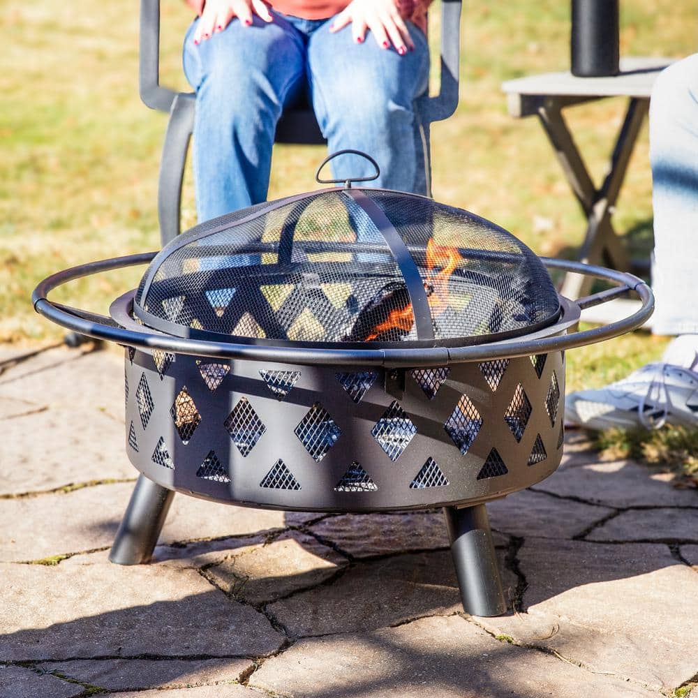 30 in. (76.2 cm) Black Crossweave Fire Bowl Fire Pit - Hercitys