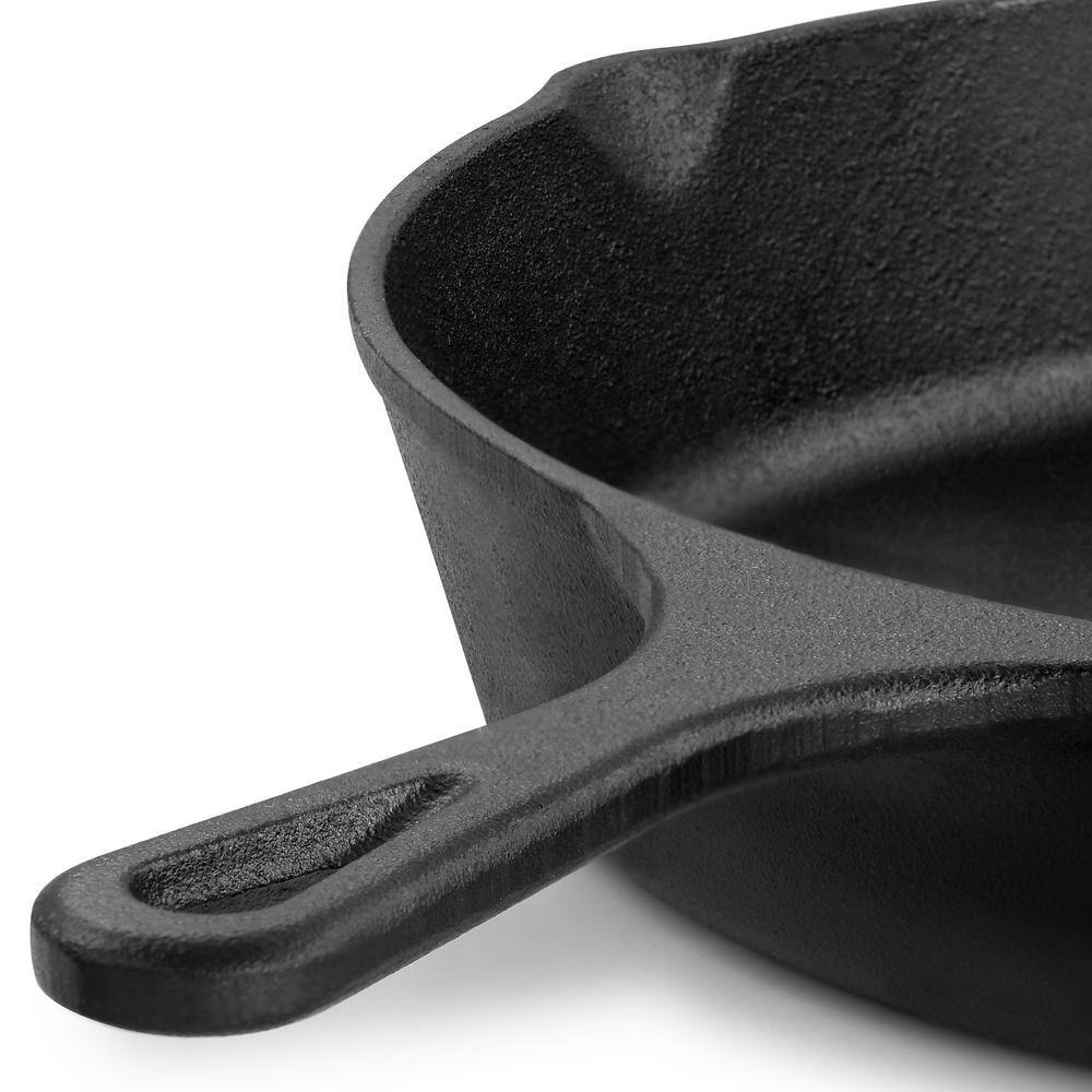 12 in. Round Pre Seasoned Cast Iron Frying Pan in Black - Hercitys