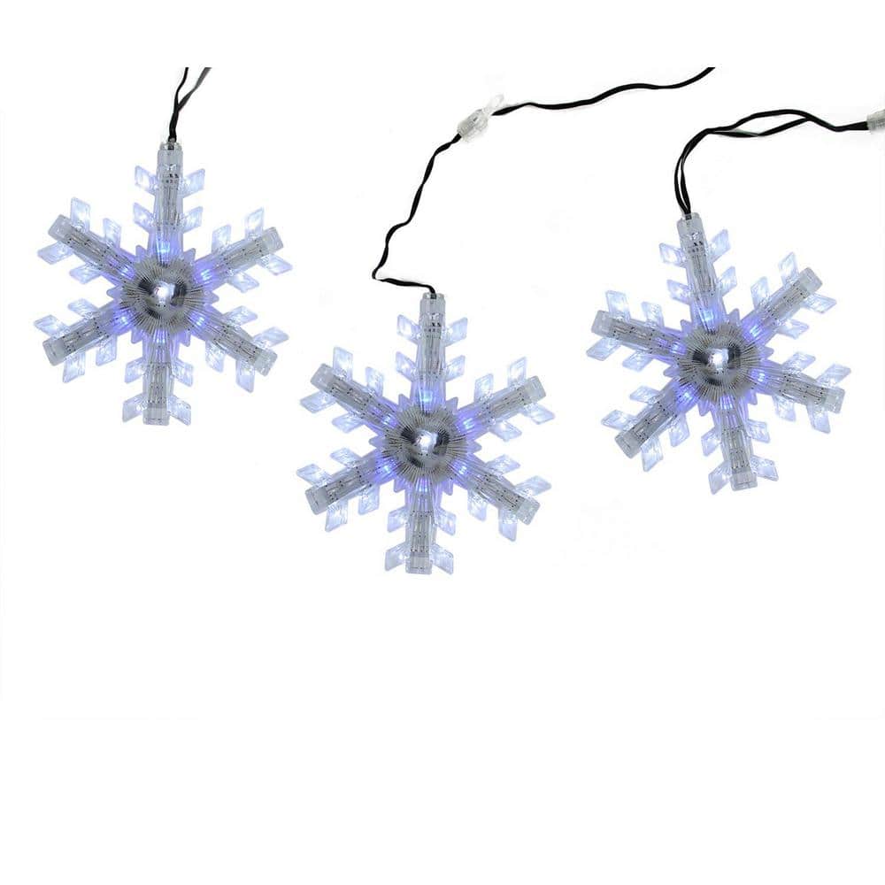 2.08 ft. 3-Light Cascading Blue and White Snowfall LED Snowflake Christmas Lights - Hercitys
