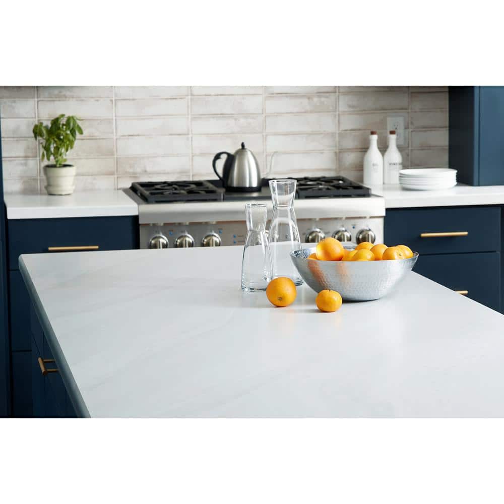 4 ft. x 8 ft. Laminate Sheet in 180fx White Painted Marble with SatinTouch Finish - Hercitys
