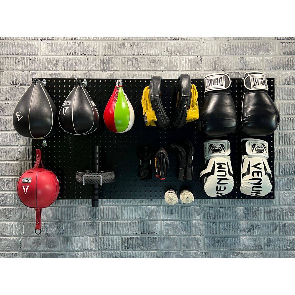 24 in. H x 42 in. W Pegboard 1-Pack Black High-Density Fiberboard Kit with 36 Hooks - Hercitys