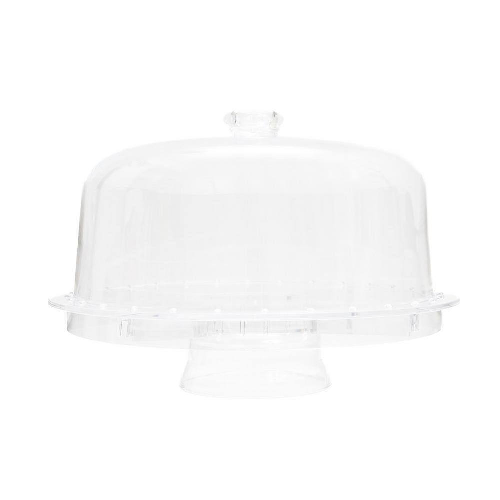 1-Tier Clear Convertible 3-Piece Acrylic Cake Stand Cover Set - Hercitys