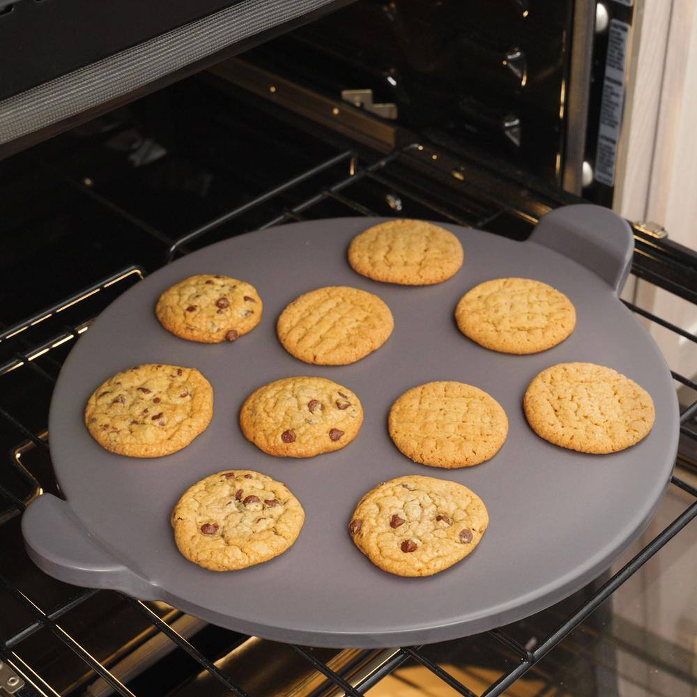 13 in. Glazed Pizza Stone With Handles in Grey - Hercitys