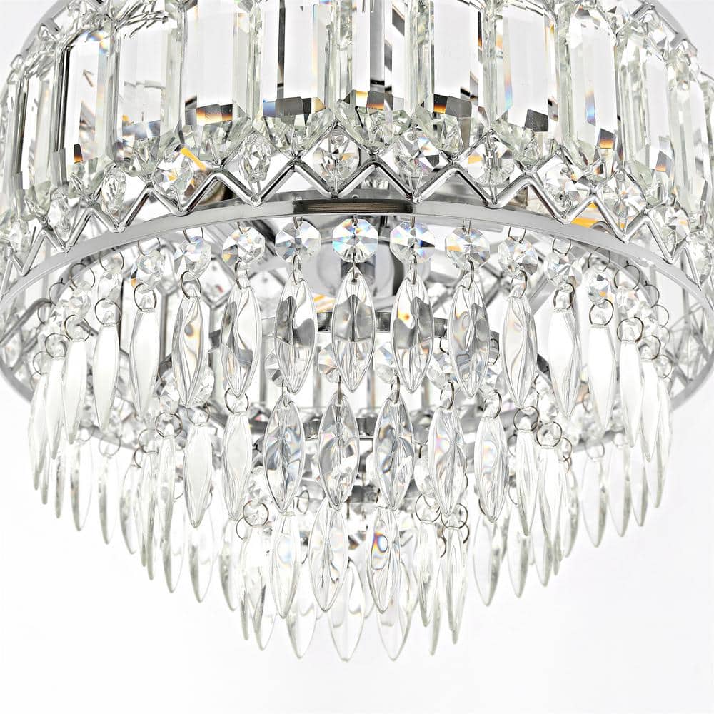 11.6 in. 3-Light Chrome Glam Crystal Semi-Flush Mount Chandelier - Hercitys