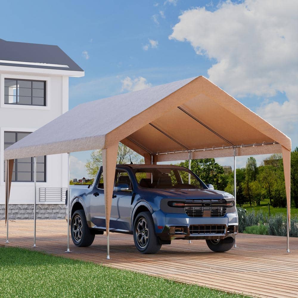 12 ft. W x 20 ft. D Heavy Duty Carport, Rainproof and UV Protected Shelter Cover, Outdoor Portable Garage for Car Yellow - Hercitys