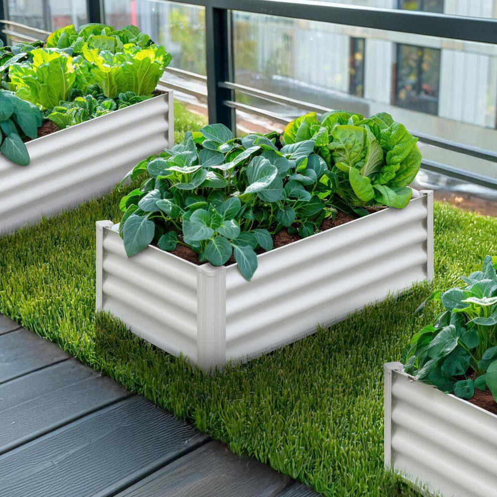 48 in. W x 24 in. D x 12 in. H Surfmist Metal Raised Garden Bed - Hercitys