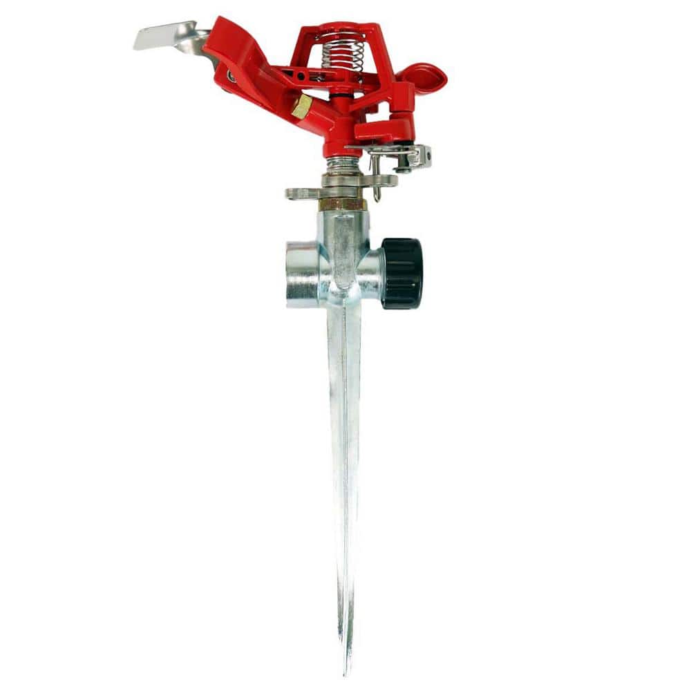 4991: Spike Impact Sprinkler, 360-Degree Automatic Impact Sprinkler with Yard Spike for Gardens and Lawns - Hercitys