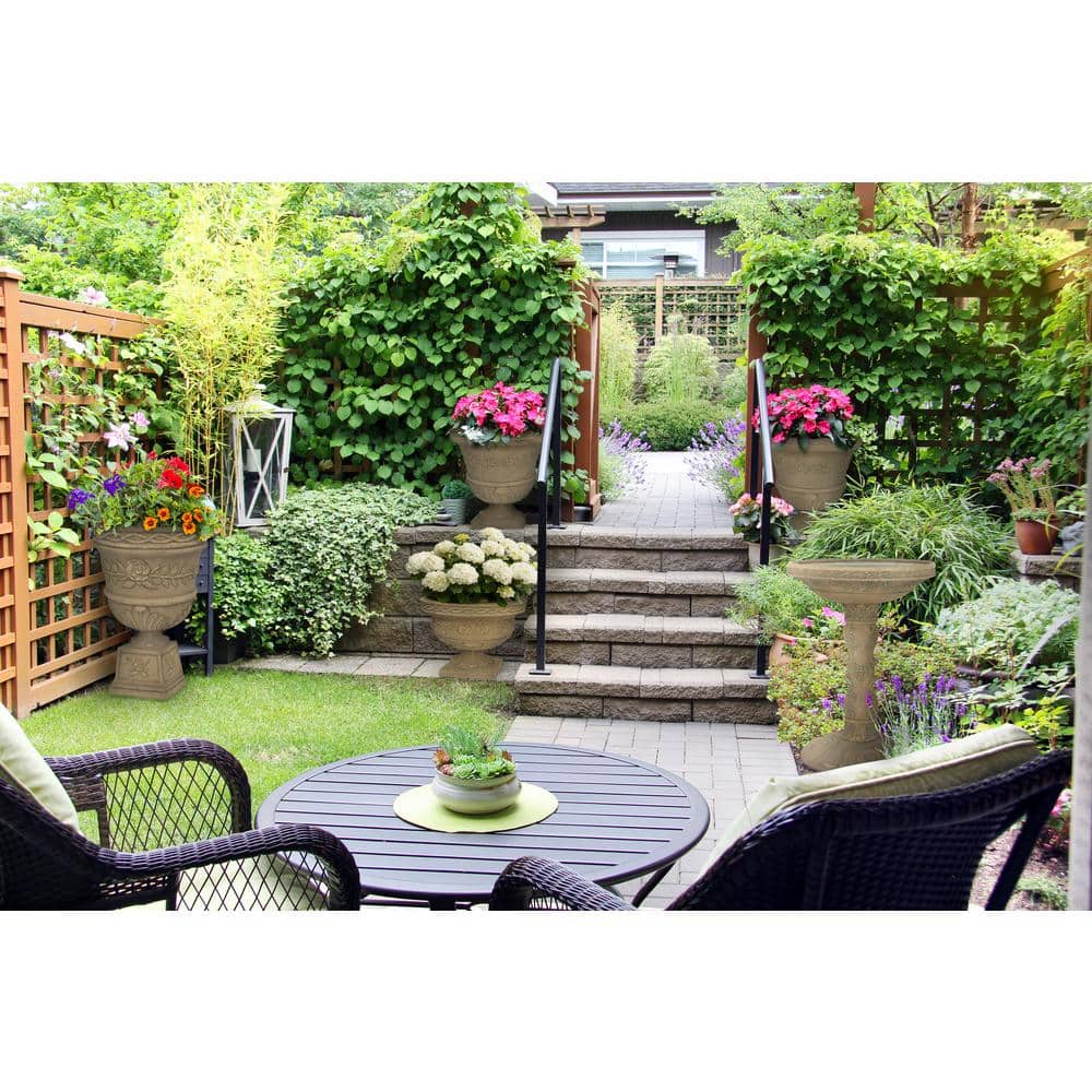 26 in. H. Granite Cast Stone Fiberglass Rose Urn - Hercitys