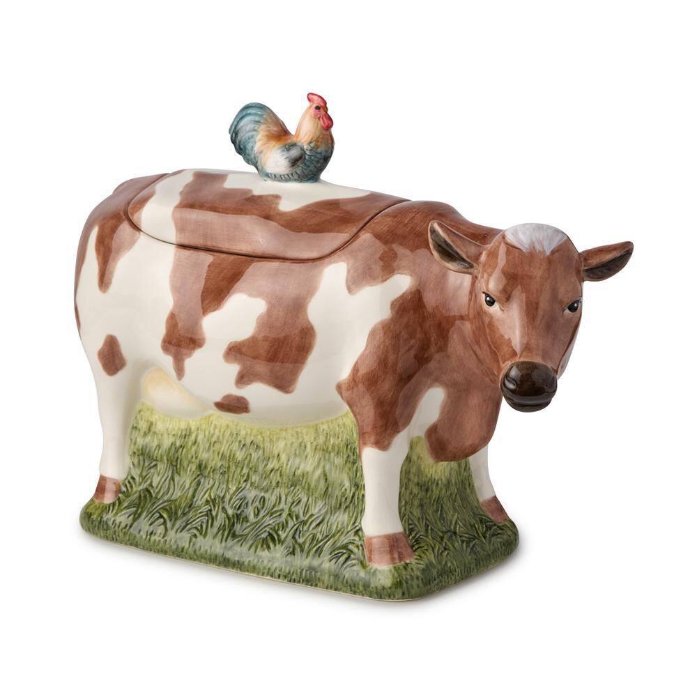 2 Piece Vintage Farm 3-D Cow Cookie Jar - Hercitys