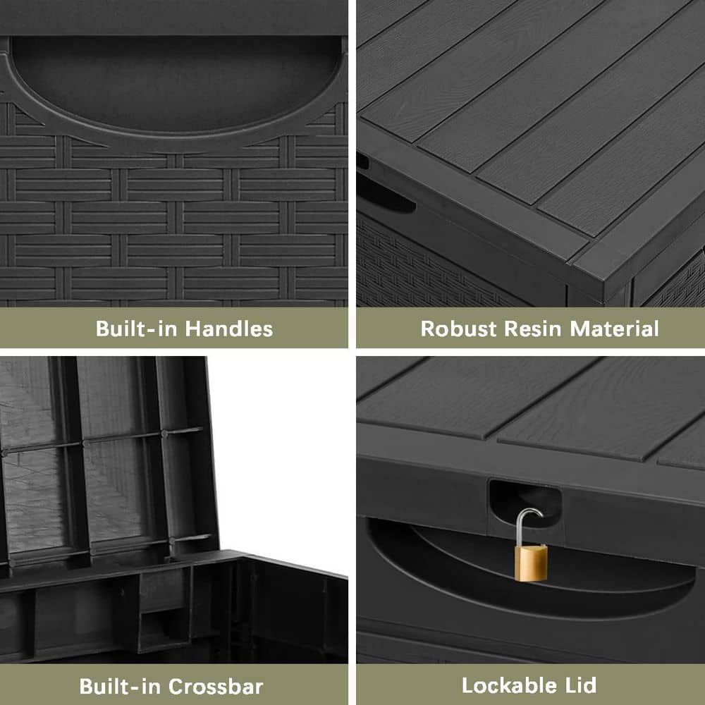 33 Gal. Black Resin Deck Box with Lockable Lid - Hercitys