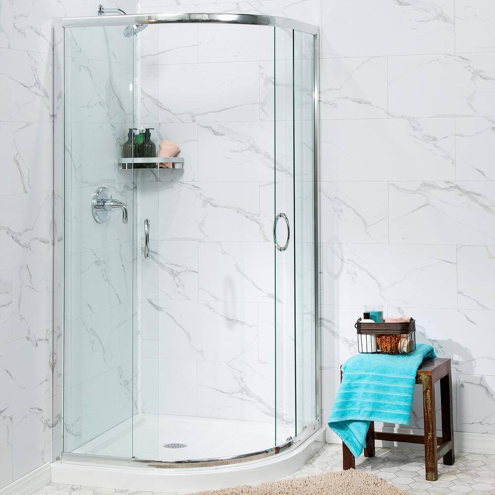 23.23 in. L x 11.1 in. W Carrara Marble No Grout Vinyl Wall Tile (17.9 sq. ft./case) - Hercitys