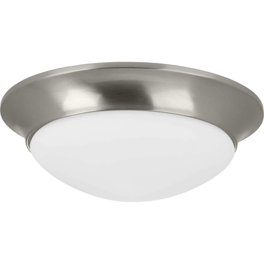14 in. 2-Light Brushed Nickel Etched Glass Flush Mount - Hercitys