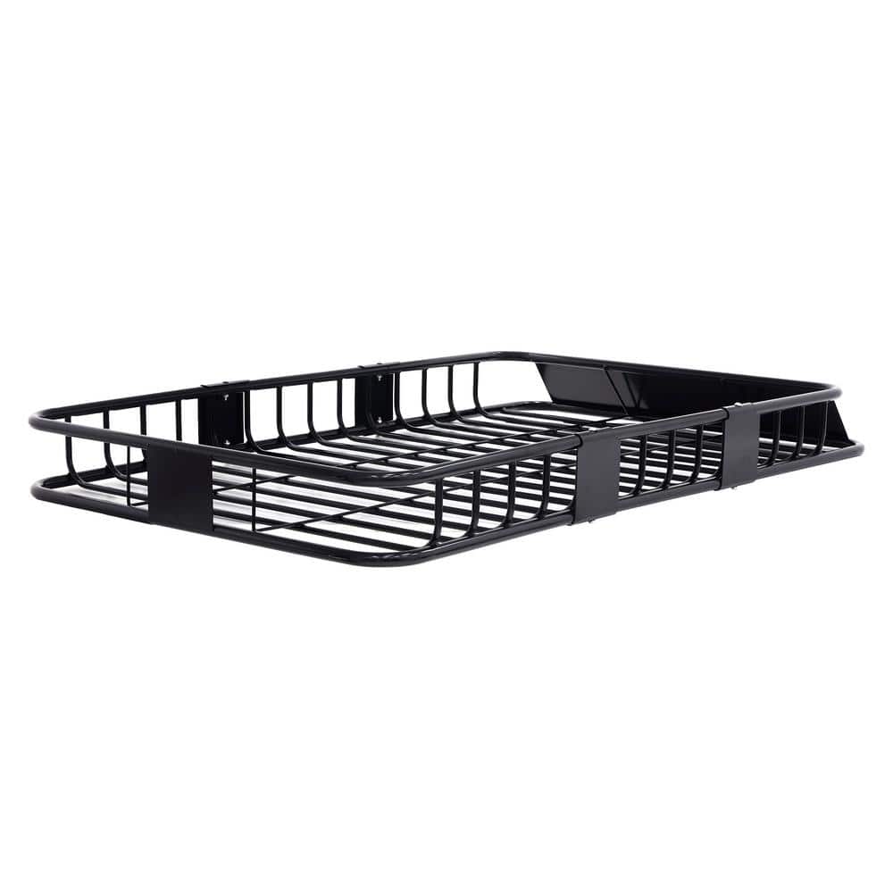 150 lbs. Extra-Large Steel Roof Cargo Basket with Wind Fairing - Hercitys