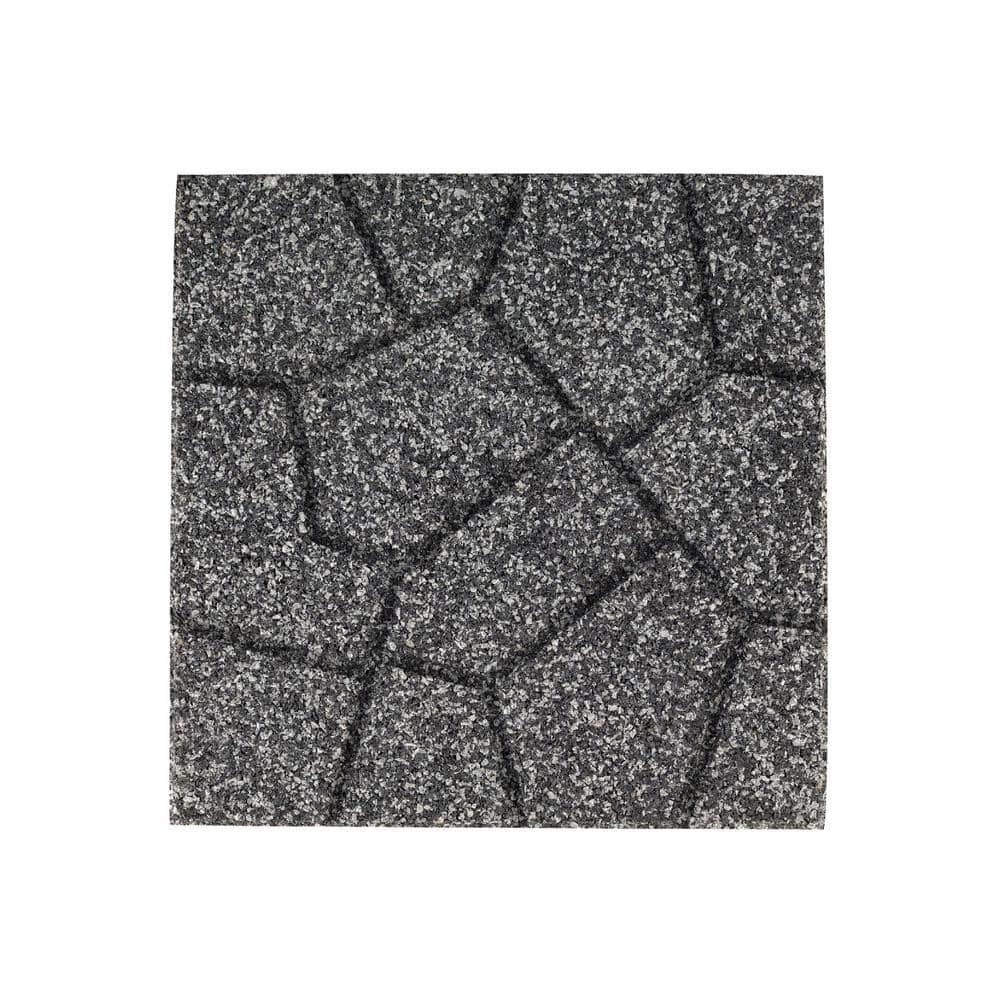 16 in. x 16 in. x ¾ in. Black/Gray Blended Dual-Sided Rubber Paver (9-Pack) - Hercitys
