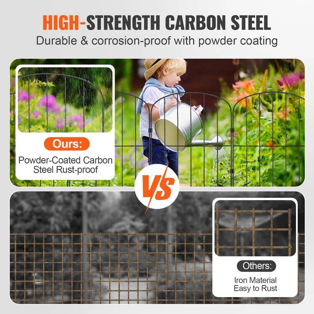 24 in. x 30 ft. Premium Carbon Steel Garden Fence with 28-Pack No Dig, Animal Barrier and Child/Pet Safety Fencing - Hercitys