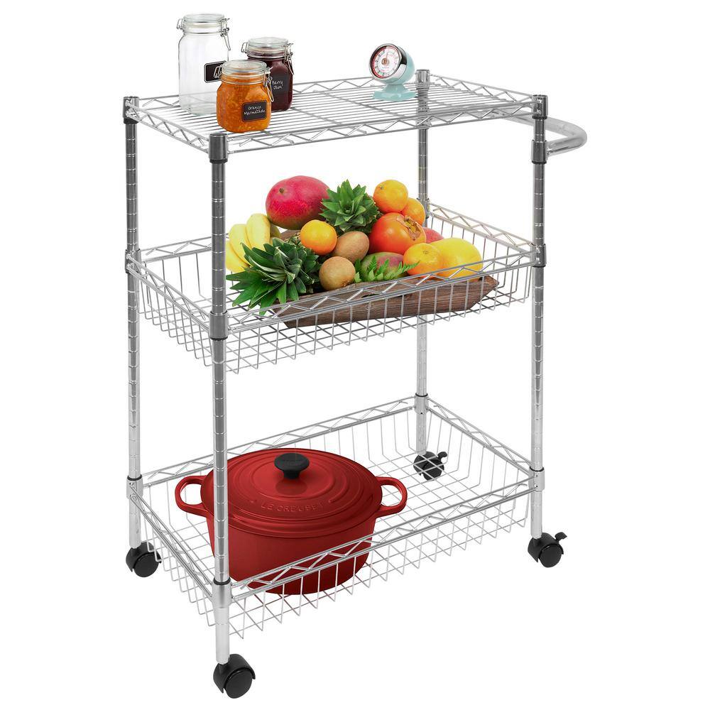 3-Tier Metal Rolling Utility Cart - Hercitys