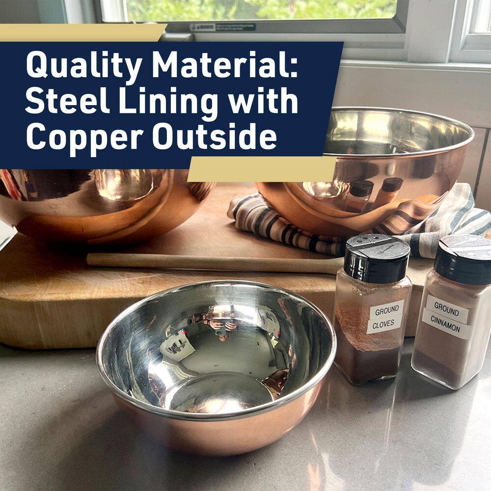 3 Piece Copper Mixing Bowl Set - Hercitys