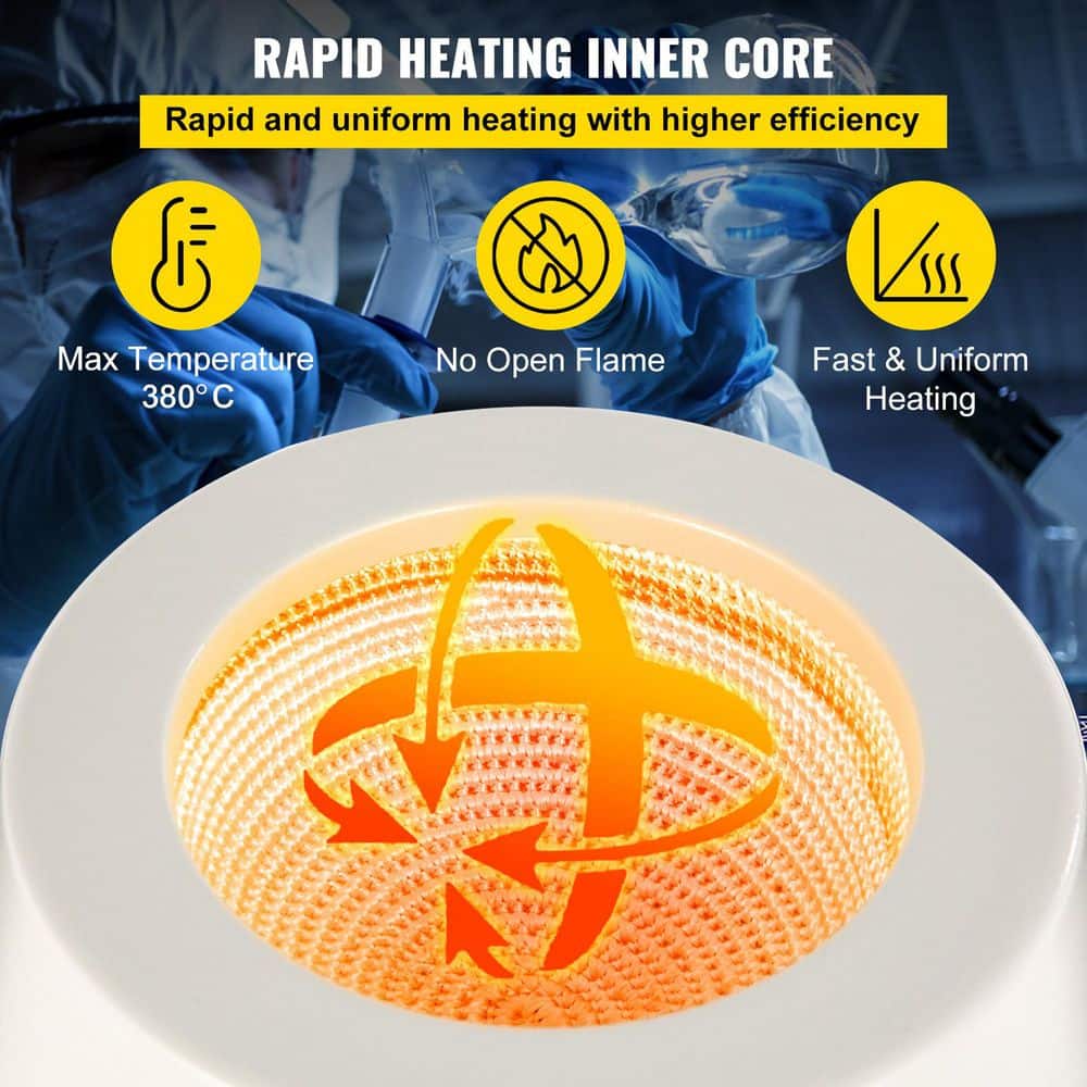 2000ml Heating Mantle, 600W Electric Magnetic Stirrer, Max Temp 450°C, Digital Magnetic Heating Mantle Kit - Hercitys