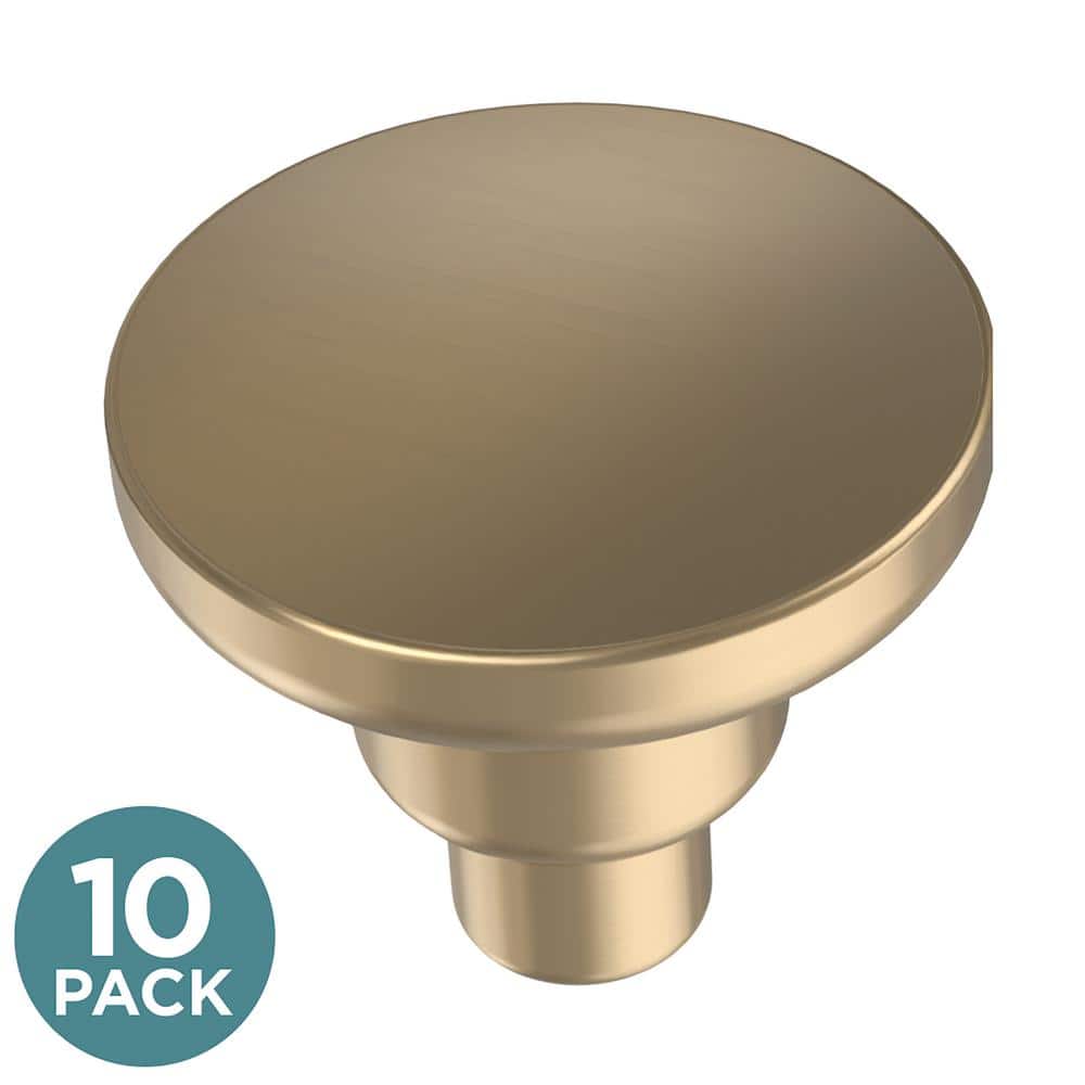 10-Pack Art Deco Streamline Round 1-3/16 in. (30 mm) Modern Champagne Bronze Cabinet Knobs - Hercitys
