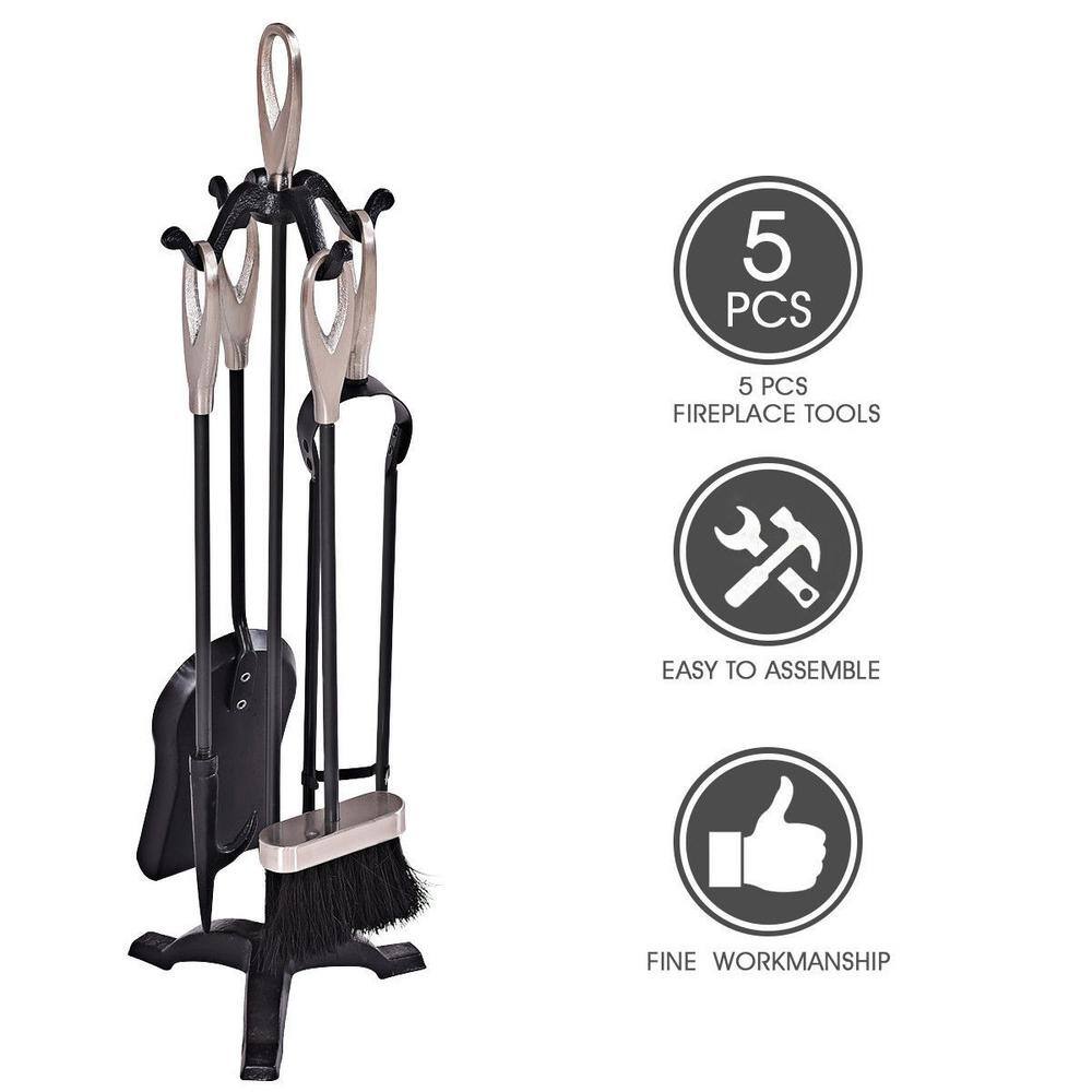 5-Piece Stylish Iron Fireplace Tools Set - Hercitys