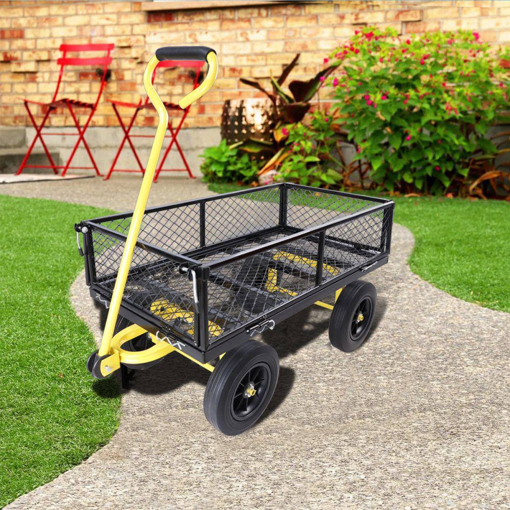 3.5 cu.ft. 37 in. Metal Tools cart Wagon Cart Garden Cart with Solid wheels - Hercitys