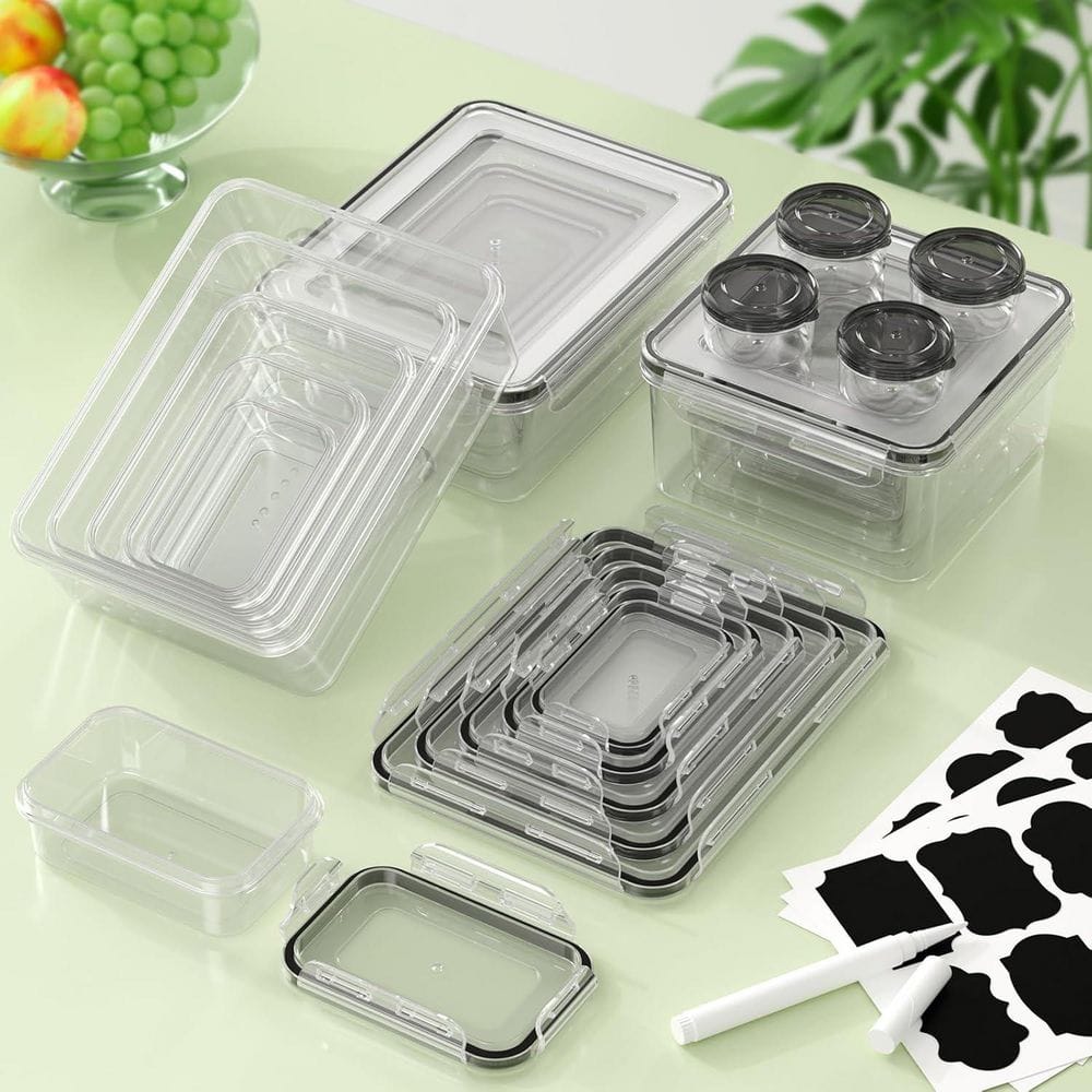 18-Pack Reusable BPA-Free Leak Proof Food Storage Containers with Lids Set for Pantry Kitchen Organization - Hercitys