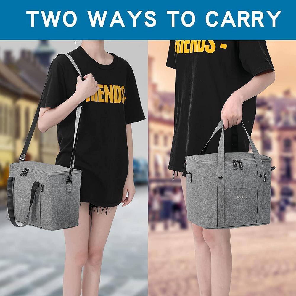 13 Qt. Insulated Cooler Lunch Bag with Leakproof and Shoulder Strap in Gray - Hercitys