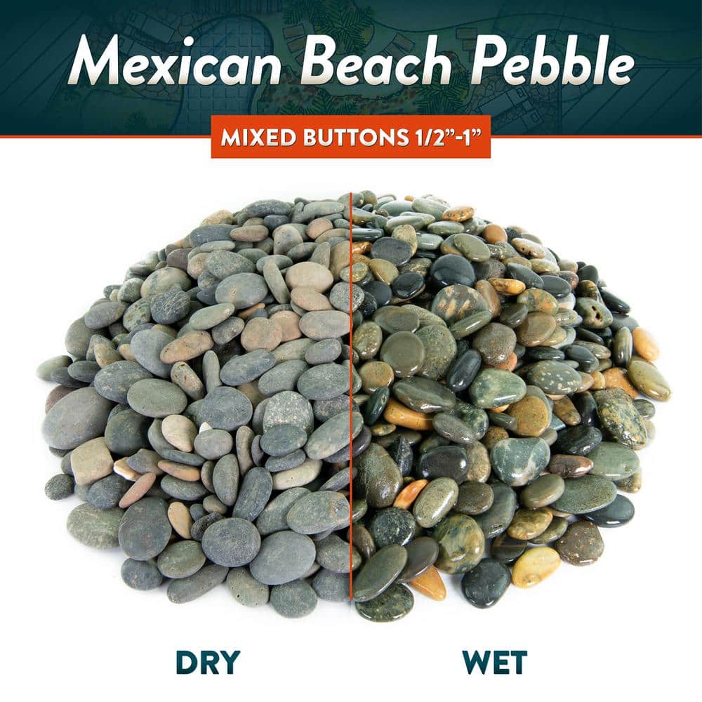 0.25 cu. ft. 1/2 in. to 1 in. Mixed Buttons Mexican Beach Pebble Smooth Round Rock for Garden and Landscape Design - Hercitys