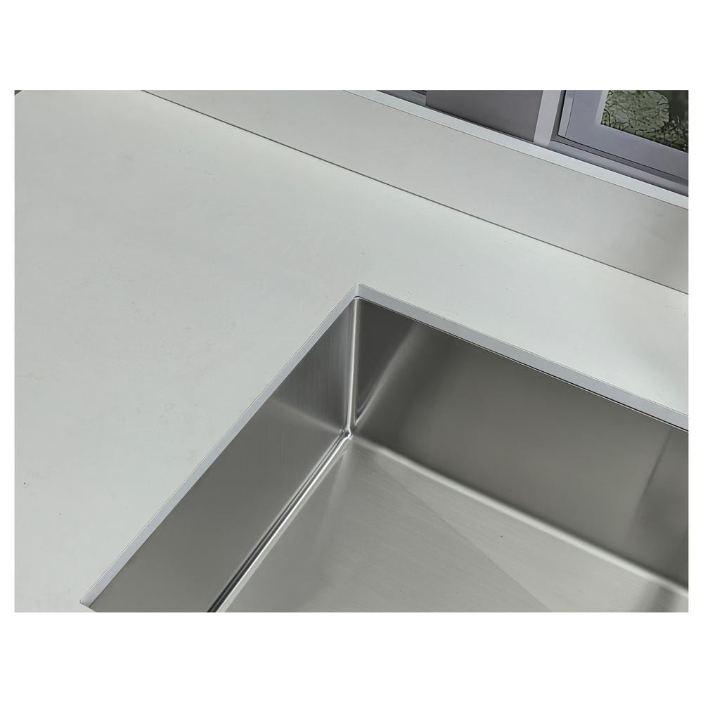 32 in. Undermount Kitchen Sink-16 Gauge Stainless Steel Single Bowl, Modern Design with Grid, Strainer and Drying Rack - Hercitys