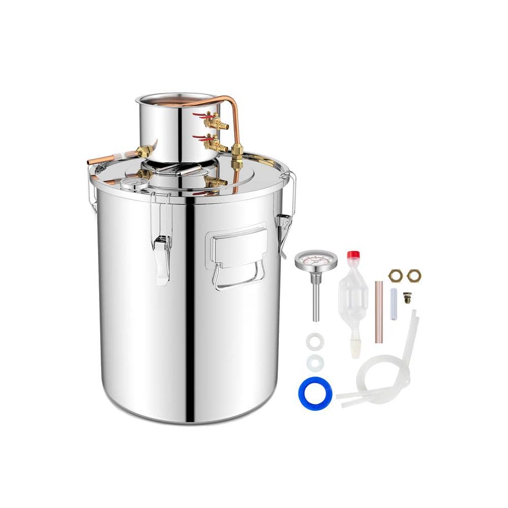 10 gal. 40L Silver Home Water Distiller for DIY Whisky with 2-Stainless Steel Pots - Hercitys