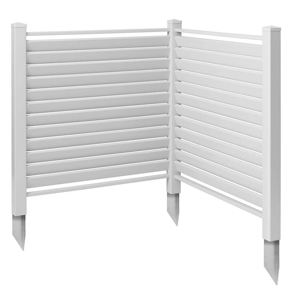48 in. x 48 in. Louvered Privacy Screen Outdoor Vinyl Fence Panel for AC-WHT - Hercitys