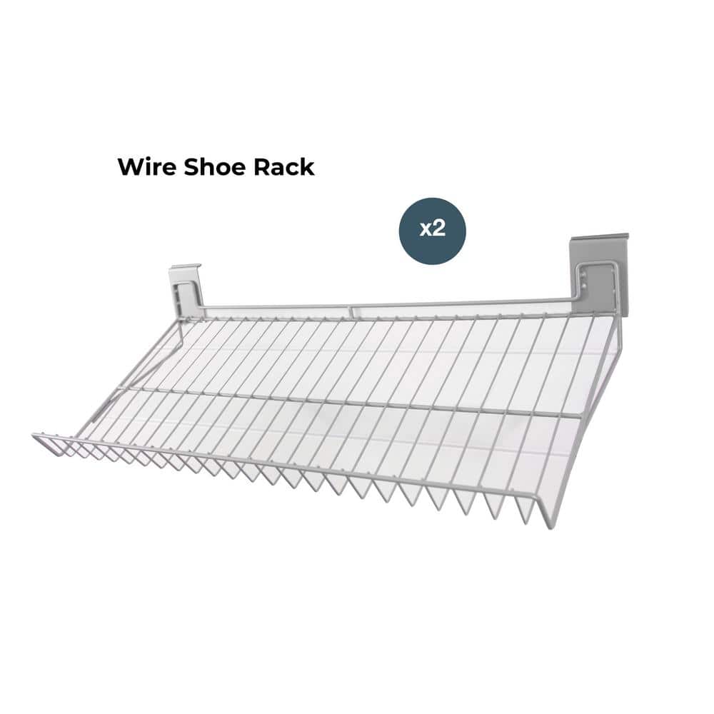 30 in. L x 13.5 in. W Slatwall Steel Wire Shoe Rack (2-Pack) - Hercitys