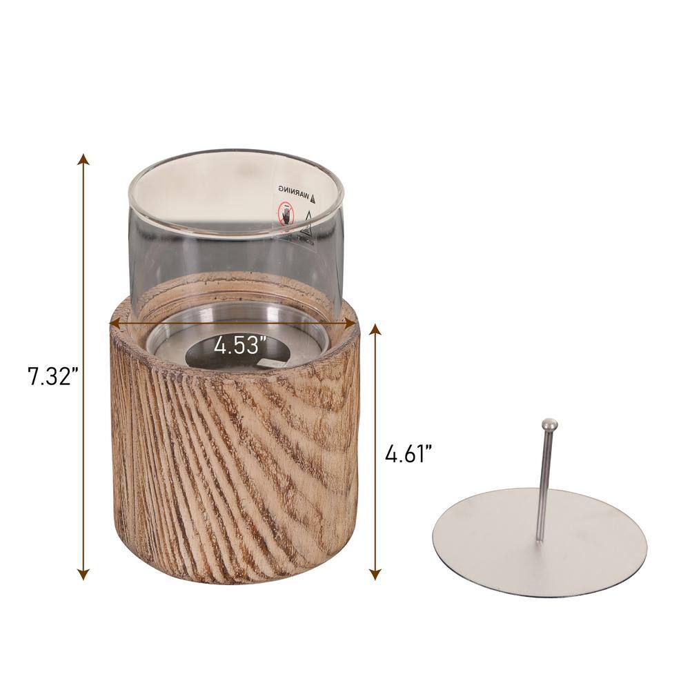 4.53 in. x 7.32 in. TerraFab Material Ethanol Round Brown Tabletop Fire Pit - Hercitys