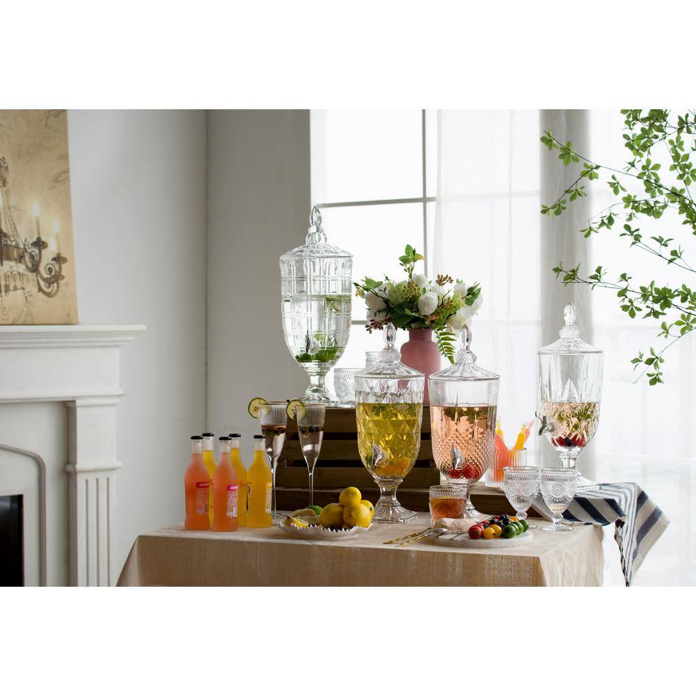 19″ Lidded Drink Dispenser – Clear, Polished Silver - Hercitys