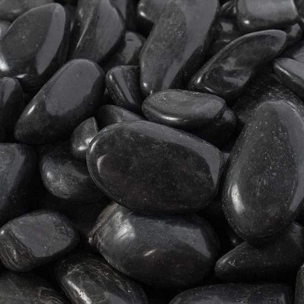0.4 cu. ft. 2 in. to 3 in., 30 lbs. Black Super Polished Pebbles - Hercitys