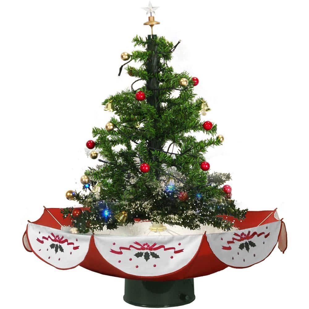 29 in. Snowing Musical Christmas Tree with Red Base and Snow Function - Hercitys