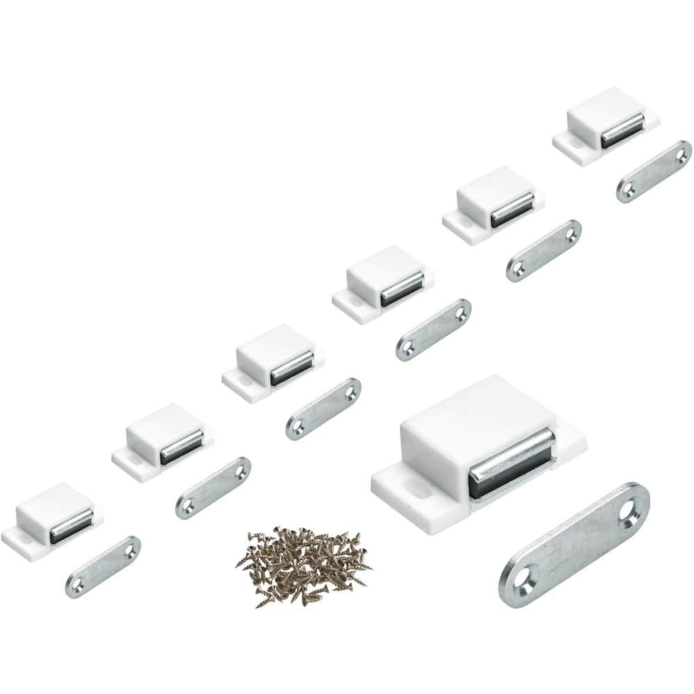 11 lbs. White Magnetic Door Catch with Counter Plate (25-Pack) - Hercitys