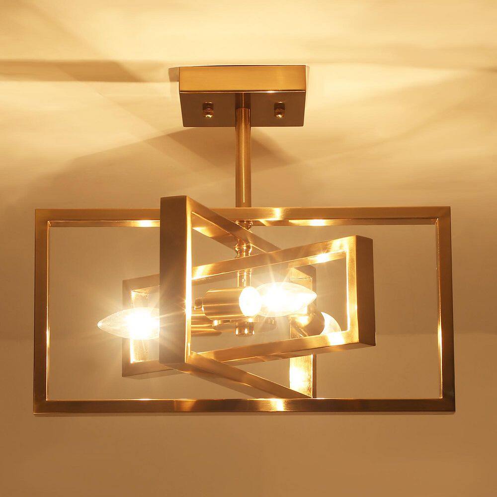 15.8 in. 3-Light Brass Semi- Flush Mount - Hercitys
