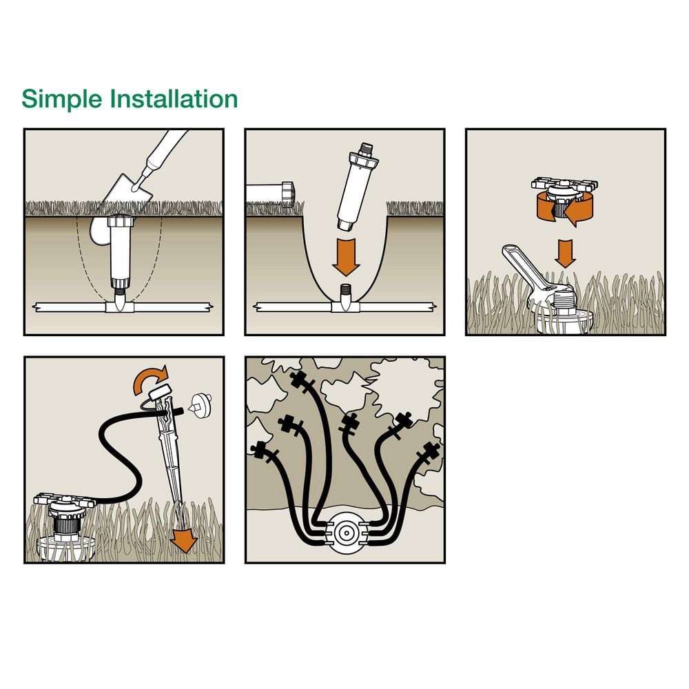 1800 Pop-Up Sprinkler Head to 6-Emitter Drip Irrigation Conversion Kit - Hercitys