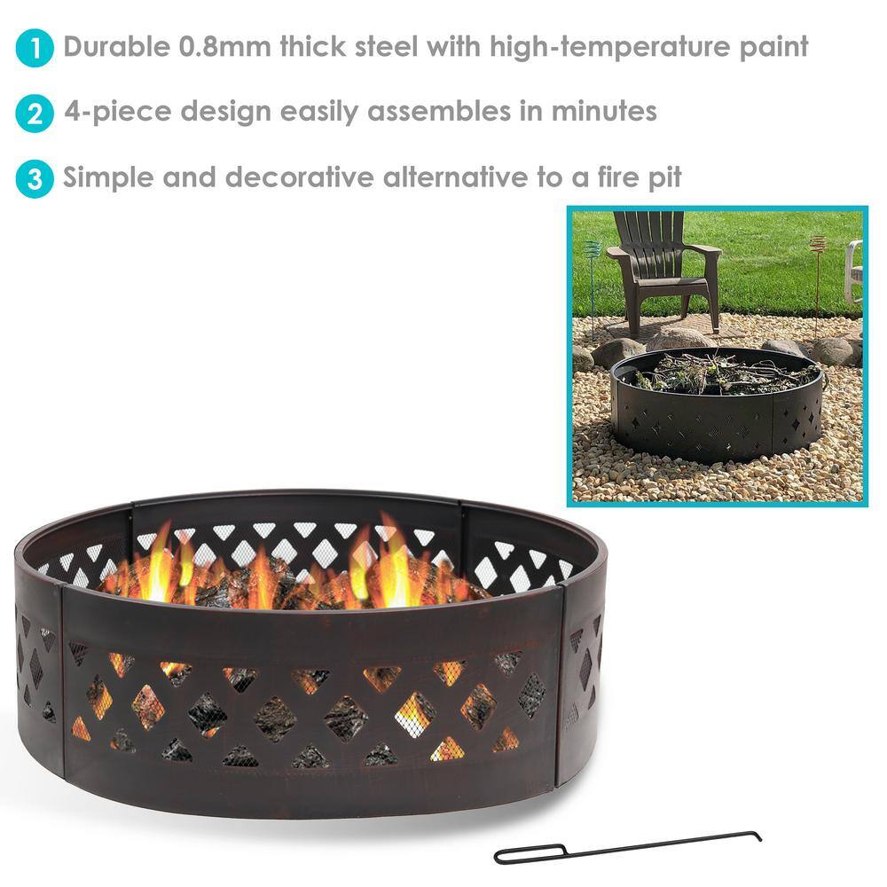 36 in. Dia Round Steel Crossweave Wood Burning Campfire Ring - Hercitys