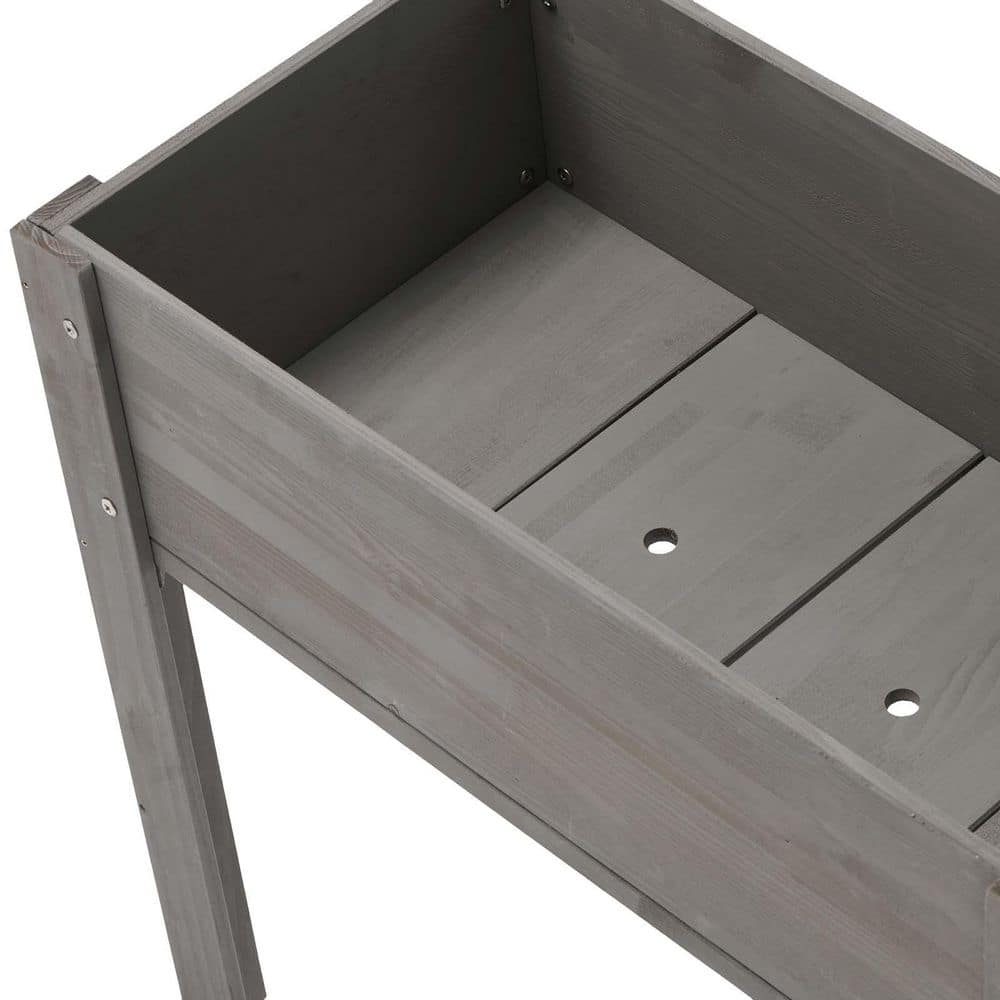 29 in. x 14 in. x 8.5 in. Wood Raised Garden Bed, Elevated Planter Box Standing Growing Bed, Gray - Hercitys