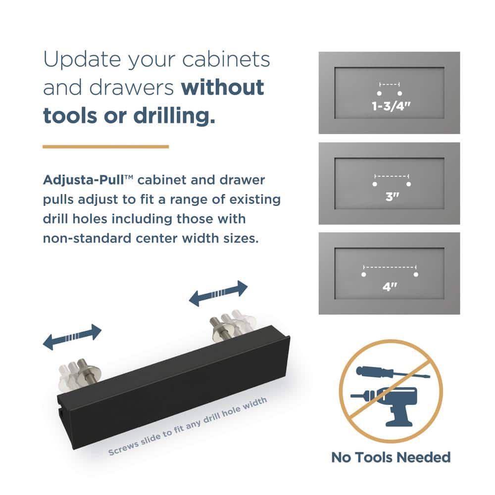 5-Pack Modern Arch Adjusta-Pull Adjustable 2 to 8-13/16 in. (51-224 mm) Modern Matte Black Cabinet Drawer Pulls - Hercitys