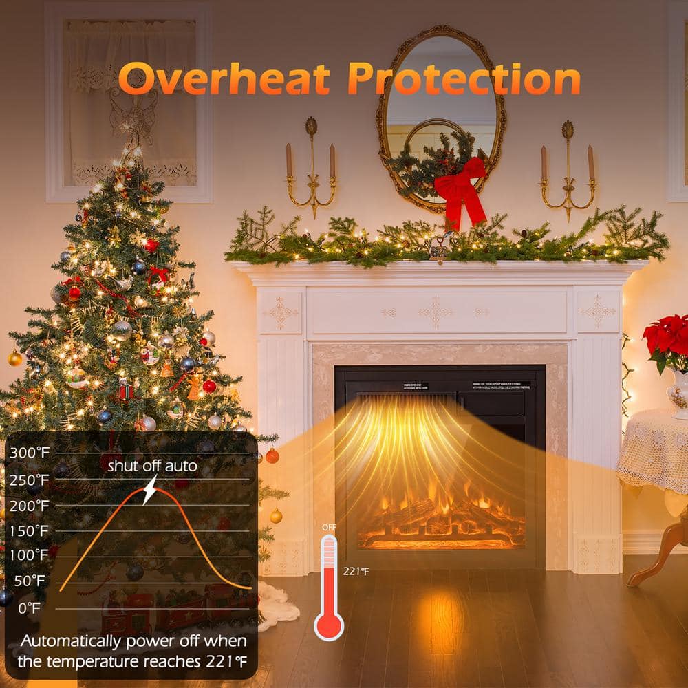 18” Electric Fireplace Insert 5100 BTU Freestanding Heater with Remote Control - Hercitys